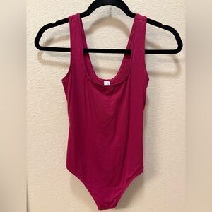 Pink Fitted Bodysuit with Scoop Neckline